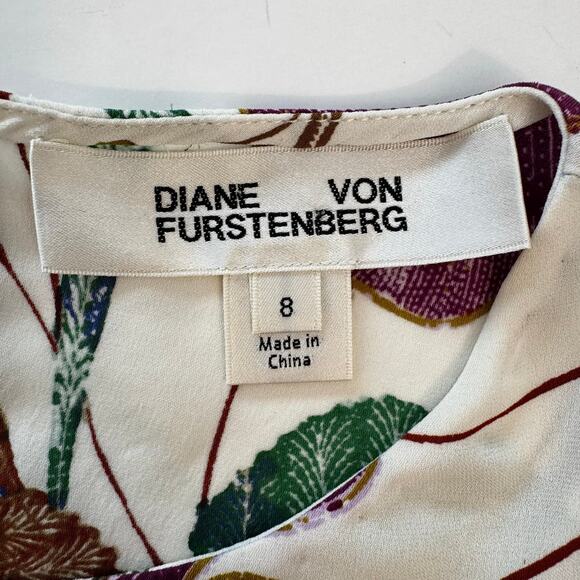 Diane Von Furstenberg Silk Long Sleeve Blouse Top Floral Multicolor Size 8 - Picture 10 of 10